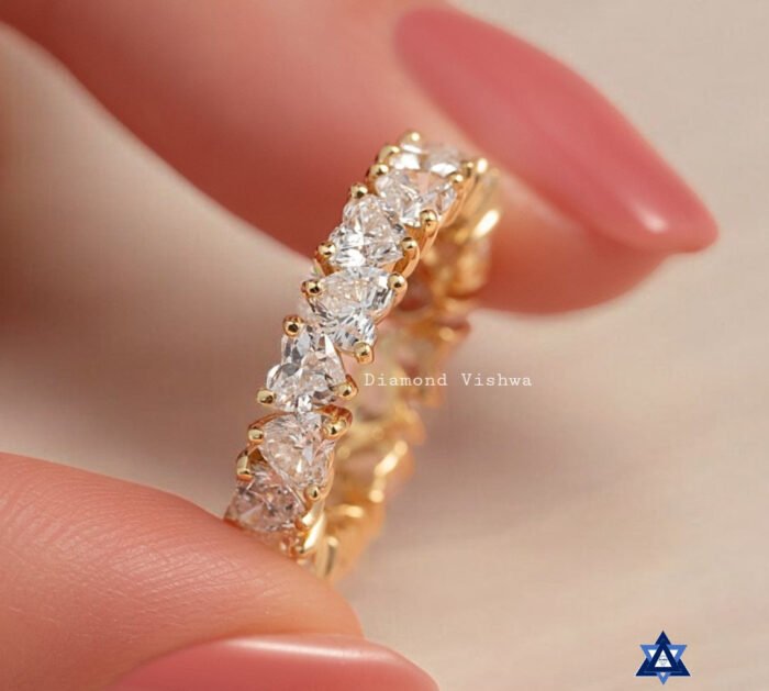 Heart Cut Moissanite Diamond Full Eternity Band, Prong Setting, Perfect Promise or Wedding Band, Classic band, Gifts for women - Image 3