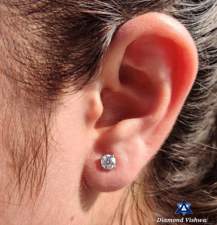 Lab Gown Stud Earrings Screw Back Gold - Daily Wear Birthday Graduation Gift for Her - 0.25 CT + 0.25 CT - Image 5