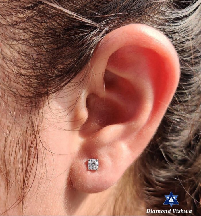 Lab Gown Stud Earrings Screw Back Gold - Daily Wear Birthday Graduation Gift for Her - 0.25 CT + 0.25 CT - Image 4