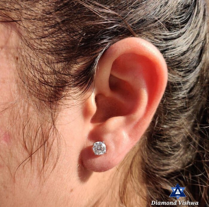 Lab Gown Stud Earrings Screw Back Gold - Daily Wear Birthday Graduation Gift for Her - 0.25 CT + 0.25 CT - Image 3