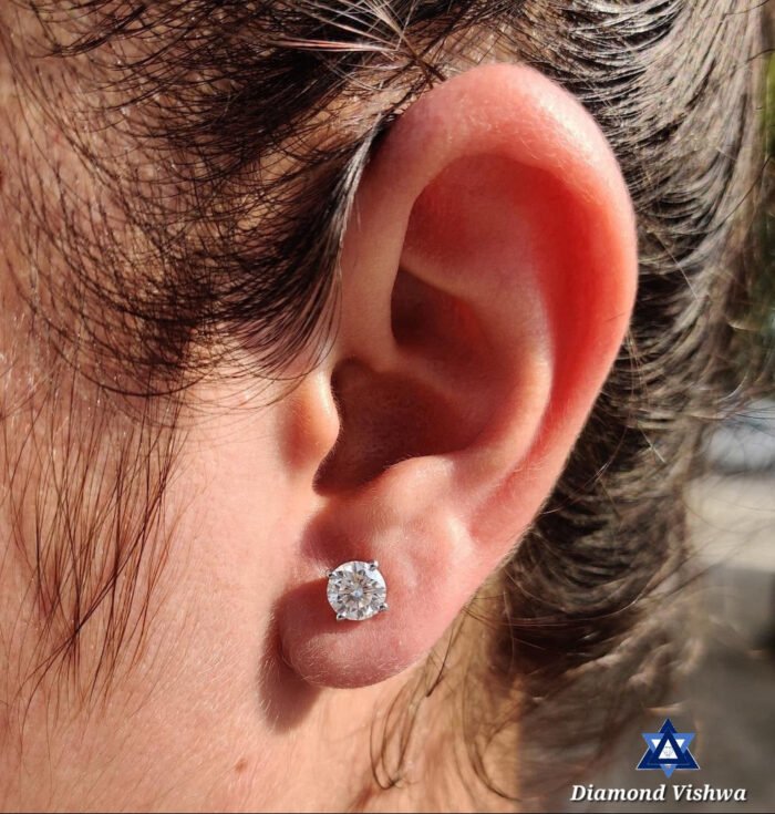 Lab Gown Stud Earrings Screw Back Gold - Daily Wear Birthday Graduation Gift for Her - 0.25 CT + 0.25 CT - Image 2