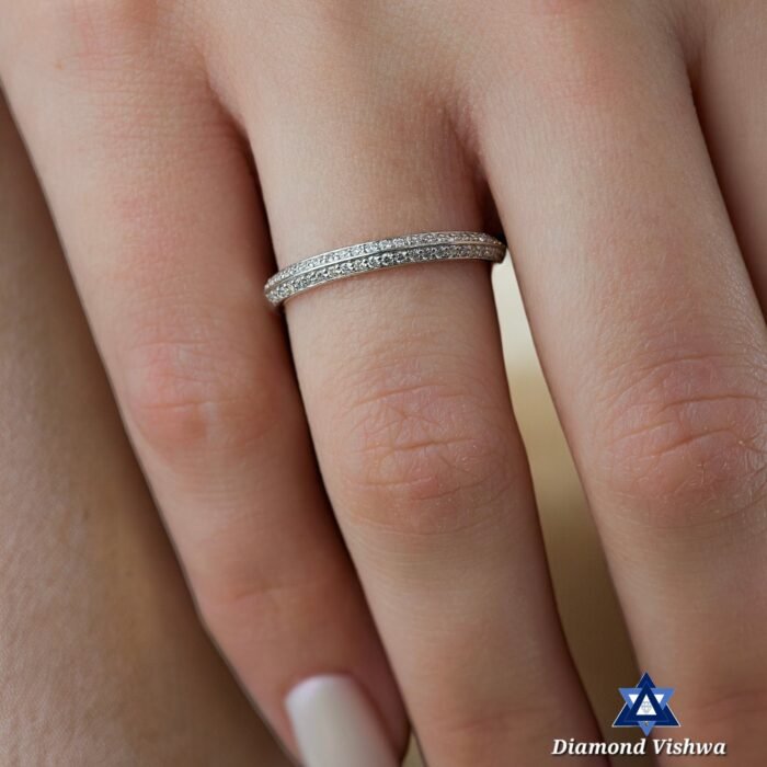 Double Pavé Diamond Ring - Brilliant Angled Stones, Decadent Sparkle, Gifts For women, Wedding band - Image 5