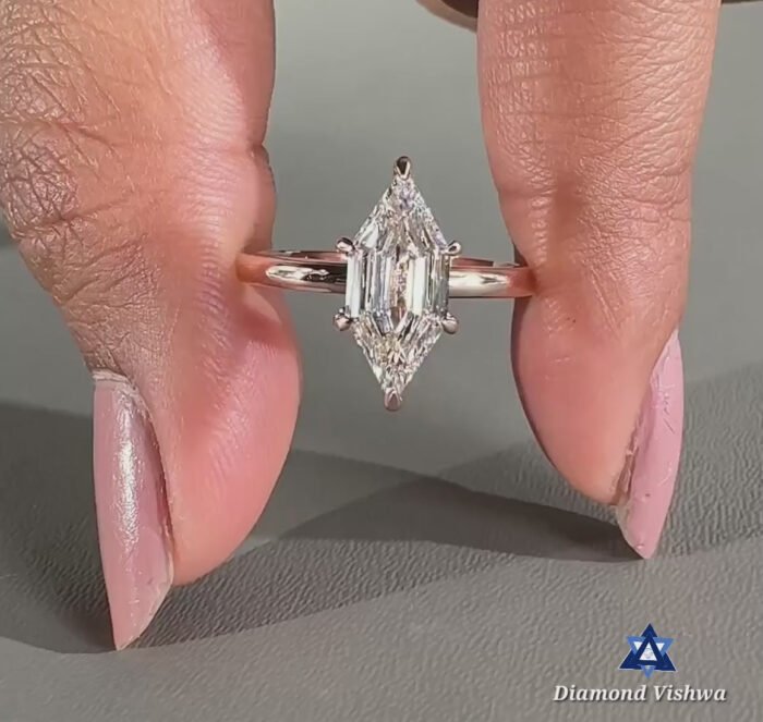 Elongated Hexagon Step Cut Moissanite Solitaire Engagement Ring - Image 8