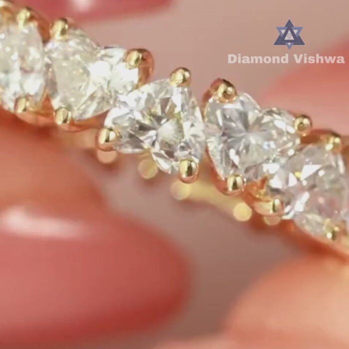 Heart Cut Moissanite Diamond Full Eternity Band, Prong Setting, Perfect Promise or Wedding Band, Classic band, Gifts for women - Image 7