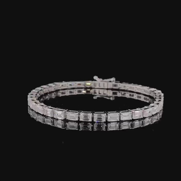 Emerald Cut Moissanite Diamond Tennis Bracelet in White Gold - Luxury Gift for Her, Anniversary Jewelry - Image 2