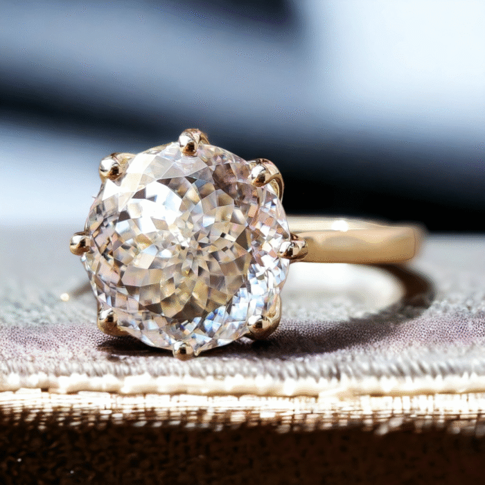 Luxurious 3.21 CT Moissanite Diamond Engagement Ring - Antique Portuguese Cut Solitaire, Cathedral Setting, Memorable Anniversary Gift for your Partner - Image 2