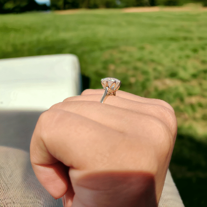 Luxurious 3.21 CT Moissanite Diamond Engagement Ring - Antique Portuguese Cut Solitaire, Cathedral Setting, Memorable Anniversary Gift for your Partner - Image 5