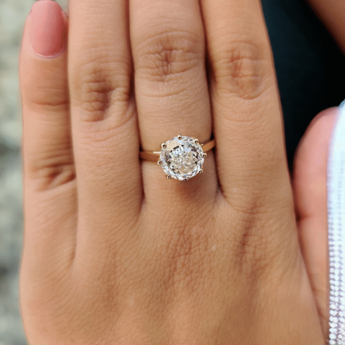 Luxurious 3.21 CT Moissanite Diamond Engagement Ring - Antique Portuguese Cut Solitaire, Cathedral Setting, Memorable Anniversary Gift for your Partner - Image 6