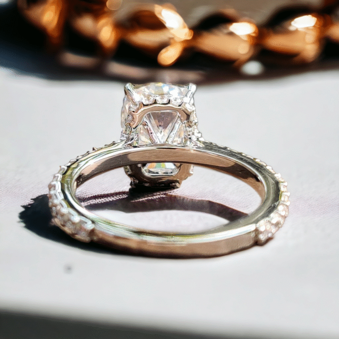 Sparkling Cushion Cut Moissanite, Pave Crown Engagement Ring, Ice Crushed Detail, Exceptional Love Celebration Gift - Image 4