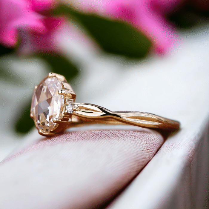 Elegant Round Rose Cut Diamond Ring - Unique Solitaire Engagement Piece, Perfect Proposal Gift - Image 3