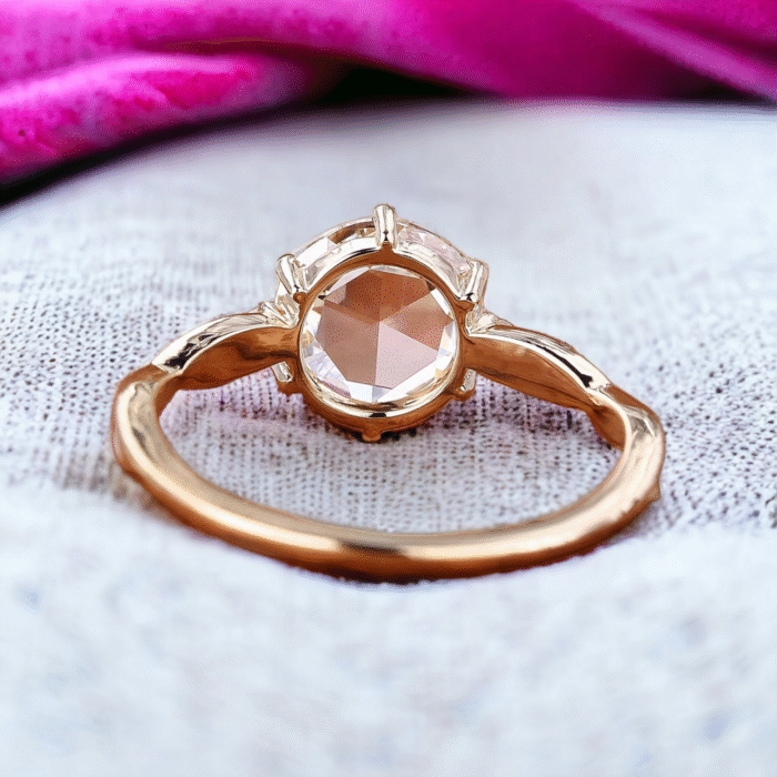 Elegant Round Rose Cut Diamond Ring - Unique Solitaire Engagement Piece, Perfect Proposal Gift - Image 2