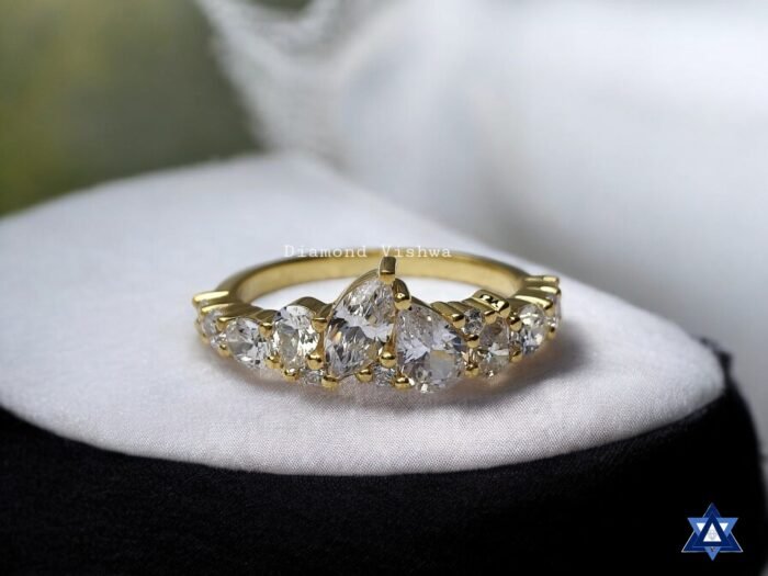 Multi Stone Colorless Moissanite Half Eternity Wedding Band Comfort Fit - Image 6