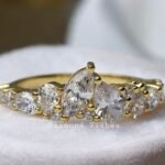 Multi Stone Colorless Moissanite Half Eternity Wedding Band Comfort Fit