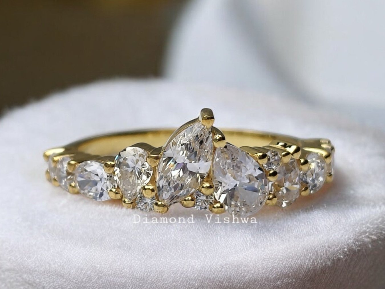 IMG_20240907_130609-Photoroom Multi Stone Colorless Moissanite Half Eternity Wedding Band Comfort Fit - Image 1