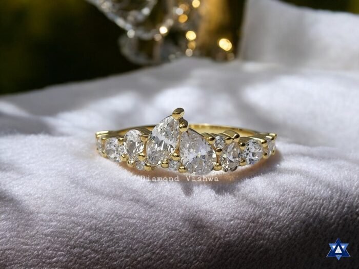 Multi Stone Colorless Moissanite Half Eternity Wedding Band Comfort Fit - Image 2