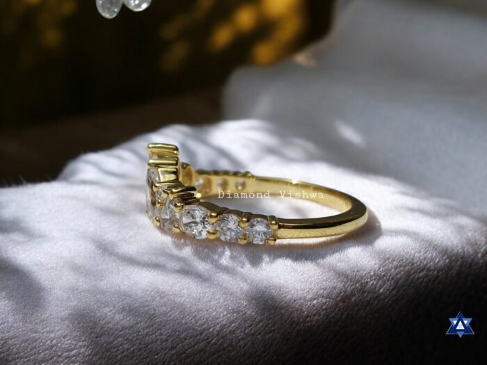 Multi Stone Colorless Moissanite Half Eternity Wedding Band Comfort Fit - Image 3