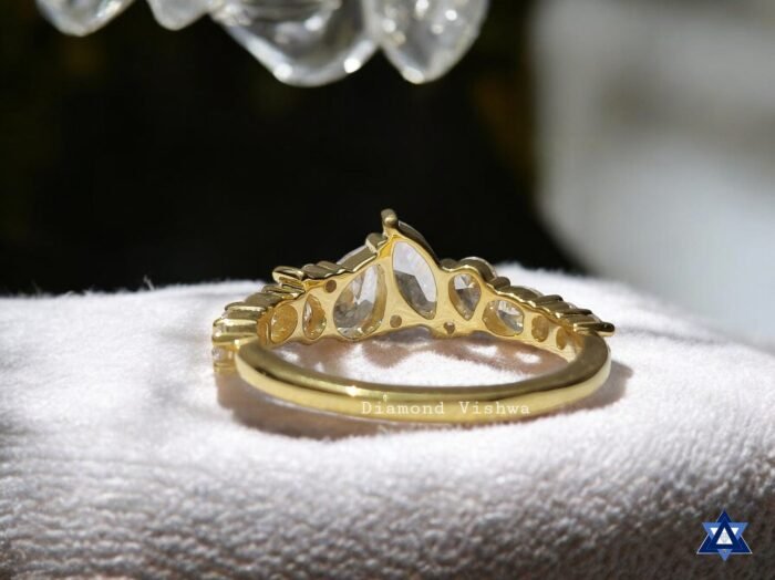 Multi Stone Colorless Moissanite Half Eternity Wedding Band Comfort Fit - Image 4