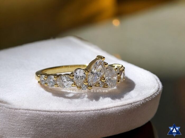 Multi Stone Colorless Moissanite Half Eternity Wedding Band Comfort Fit - Image 5