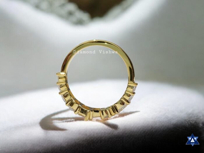 Multi Stone Colorless Moissanite Half Eternity Wedding Band Comfort Fit - Image 7