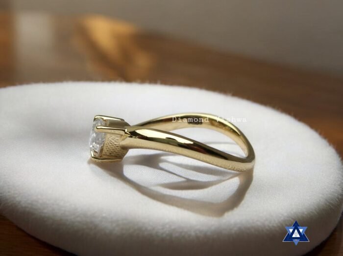 Marquise Cut Moissanite Engagement Ring with Wave Band Design - Image 3