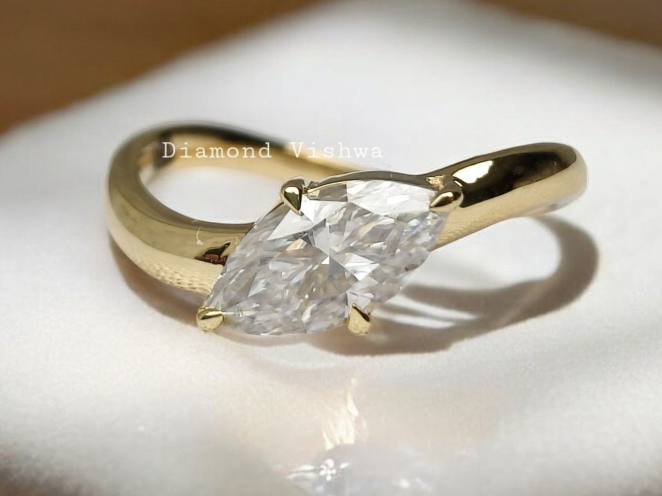 IMG_20240911_104224-Photoroom Marquise Cut Moissanite Engagement Ring with Wave Band Design - Image 1