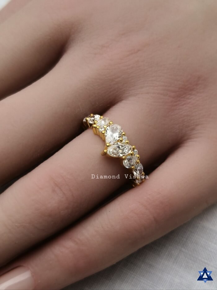 Multi Stone Colorless Moissanite Half Eternity Wedding Band Comfort Fit - Image 8