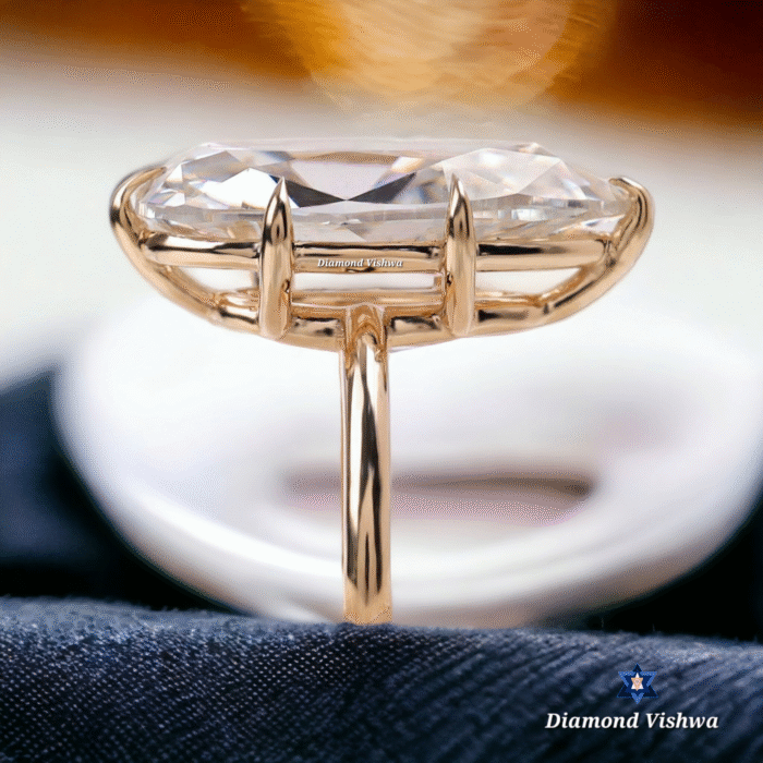 6.1ct Pear Moissanite Engagement Ring - Vintage Old Mine Cut Solitaire | Unique Solid Gold Pear Shaped Statement Ring | Large Classic Gemstone Anniversary Gift for Her - Image 3