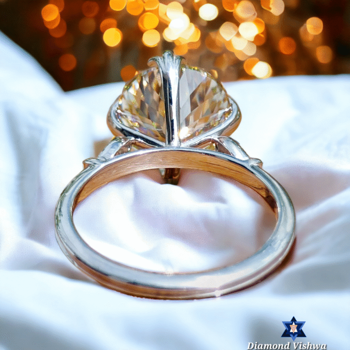 Vintage Light Yellow Portuguese Cut Moissanite Engagement Ring - Antique Fish Tail Prong Design Anniversary/Wedding Band for Her - Image 4