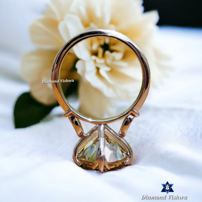 Vintage Light Yellow Portuguese Cut Moissanite Engagement Ring - Antique Fish Tail Prong Design Anniversary/Wedding Band for Her - Image 5