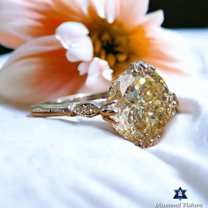 Vintage Light Yellow Portuguese Cut Moissanite Engagement Ring - Antique Fish Tail Prong Design Anniversary/Wedding Band for Her - Image 6