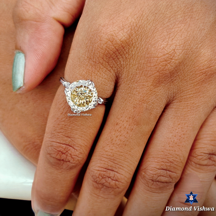 Vintage Light Yellow Portuguese Cut Moissanite Engagement Ring - Antique Fish Tail Prong Design Anniversary/Wedding Band for Her - Image 9