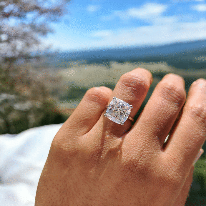 Cushion Cut Moissanite Engagement Ring, Hidden Halo Crushed Ice Style, Elegant Proposal Ring for Women, Unique Bridal Gift - Image 2