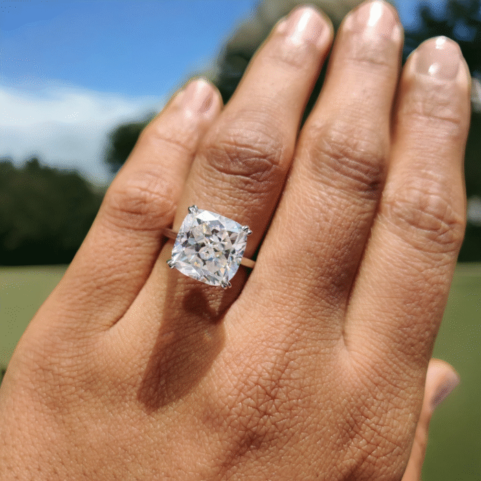 Cushion Cut Moissanite Engagement Ring, Hidden Halo Crushed Ice Style, Elegant Proposal Ring for Women, Unique Bridal Gift - Image 5
