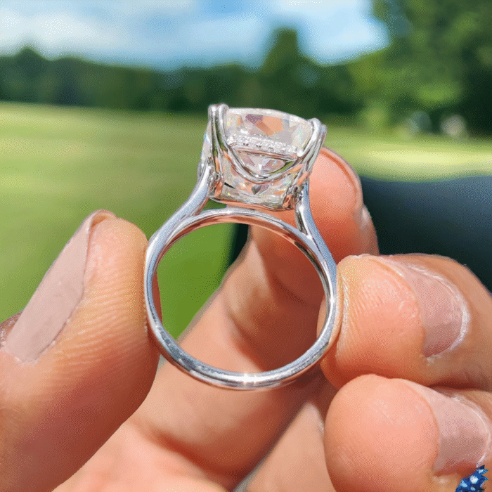 Cushion Cut Moissanite Engagement Ring, Hidden Halo Crushed Ice Style, Elegant Proposal Ring for Women, Unique Bridal Gift - Image 6