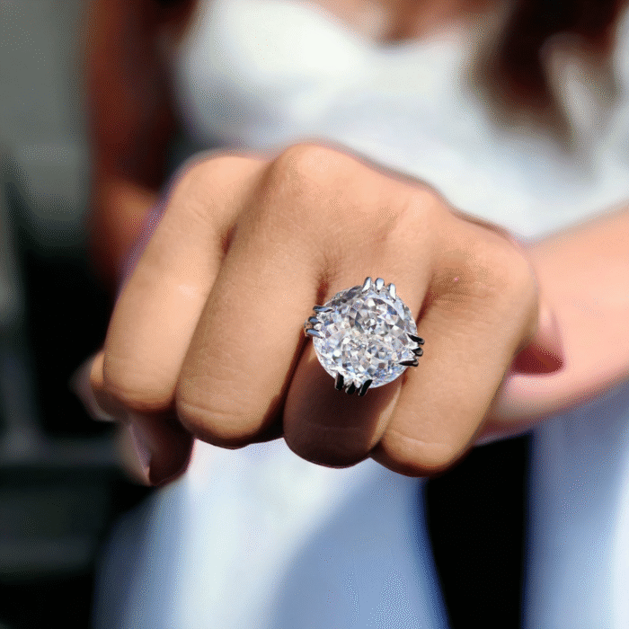 Vintage Style Engagement Ring, 17.81 TW Portuguese Cut Moissanite, Cathedral Milgrain Wedding Ring for He - Image 2