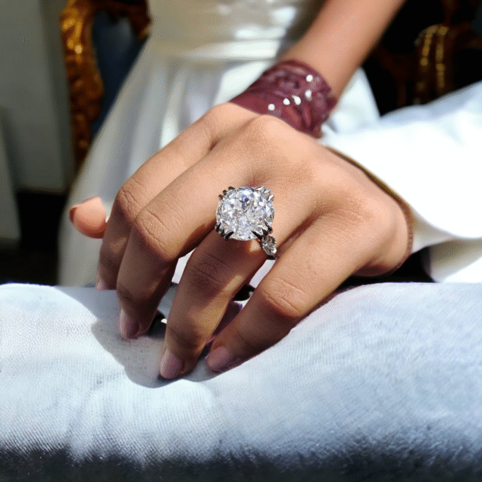 Vintage Style Engagement Ring, 17.81 TW Portuguese Cut Moissanite, Cathedral Milgrain Wedding Ring for He - Image 4