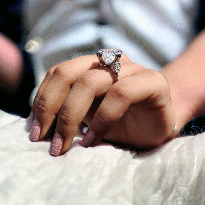 Vintage Style Engagement Ring, 17.81 TW Portuguese Cut Moissanite, Cathedral Milgrain Wedding Ring for He - Image 6