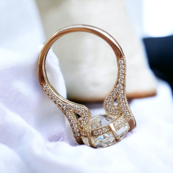 Exquisite 7.57 TW Jubilee Cut Moissanite Ring, Vintage Style Micro Pave, Luxurious Engagement Jewelry, Perfect Proposal Gift - Image 3