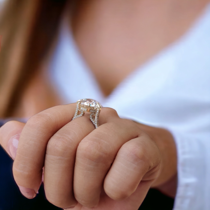 Exquisite 7.57 TW Jubilee Cut Moissanite Ring, Vintage Style Micro Pave, Luxurious Engagement Jewelry, Perfect Proposal Gift - Image 8