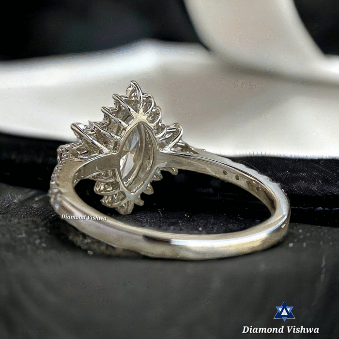 Marquise Cut Diamond Engagement Ring Set - Unique Halo Design with Round Pave Diamonds, Anniversary/Gift Ring for Her - Image 3