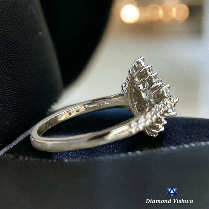 Marquise Cut Diamond Engagement Ring Set - Unique Halo Design with Round Pave Diamonds, Anniversary/Gift Ring for Her - Image 4