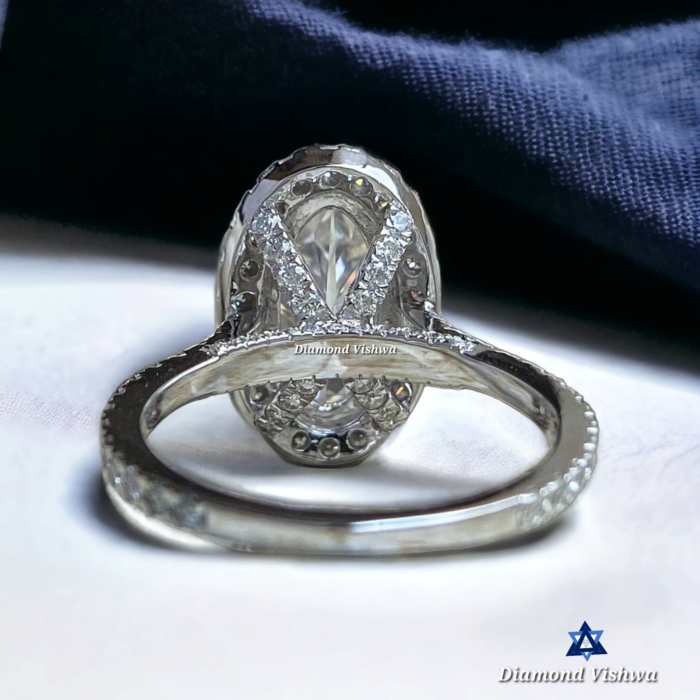 Oval Moissanite Halo Engagement Ring - White Gold Anniversary Ring, Anniversary/Gift Ring for Her - Image 6