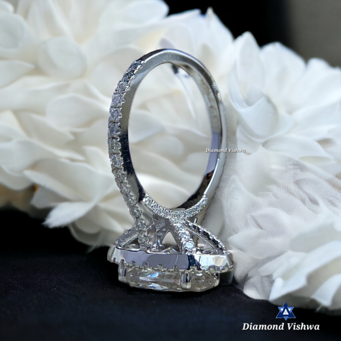 Oval Moissanite Halo Engagement Ring - White Gold Anniversary Ring, Anniversary/Gift Ring for Her - Image 3