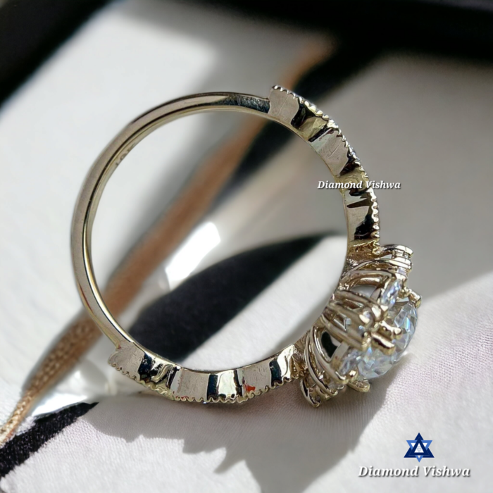 Oval Moissanite Halo Engagement Ring - White Gold Anniversary Ring, Anniversary/Gift Ring for Her - Image 5