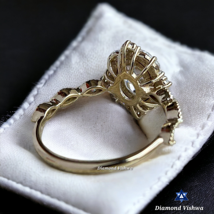 Oval Moissanite Halo Engagement Ring - White Gold Anniversary Ring, Anniversary/Gift Ring for Her - Image 4