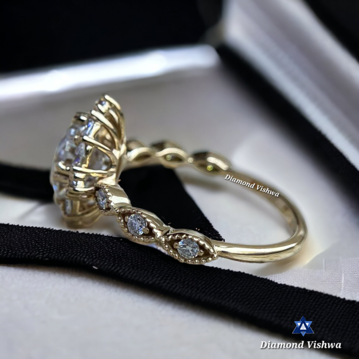 Oval Moissanite Halo Engagement Ring - White Gold Anniversary Ring, Anniversary/Gift Ring for Her - Image 3