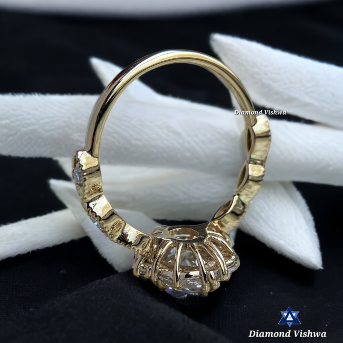 Oval Moissanite Halo Engagement Ring - White Gold Anniversary Ring, Anniversary/Gift Ring for Her - Image 2