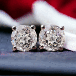 Round Crushed Ice Cut Moissanite Stud Earrings - Elegant Push Back Earrings for Daily Wear - Perfect Gift for Her