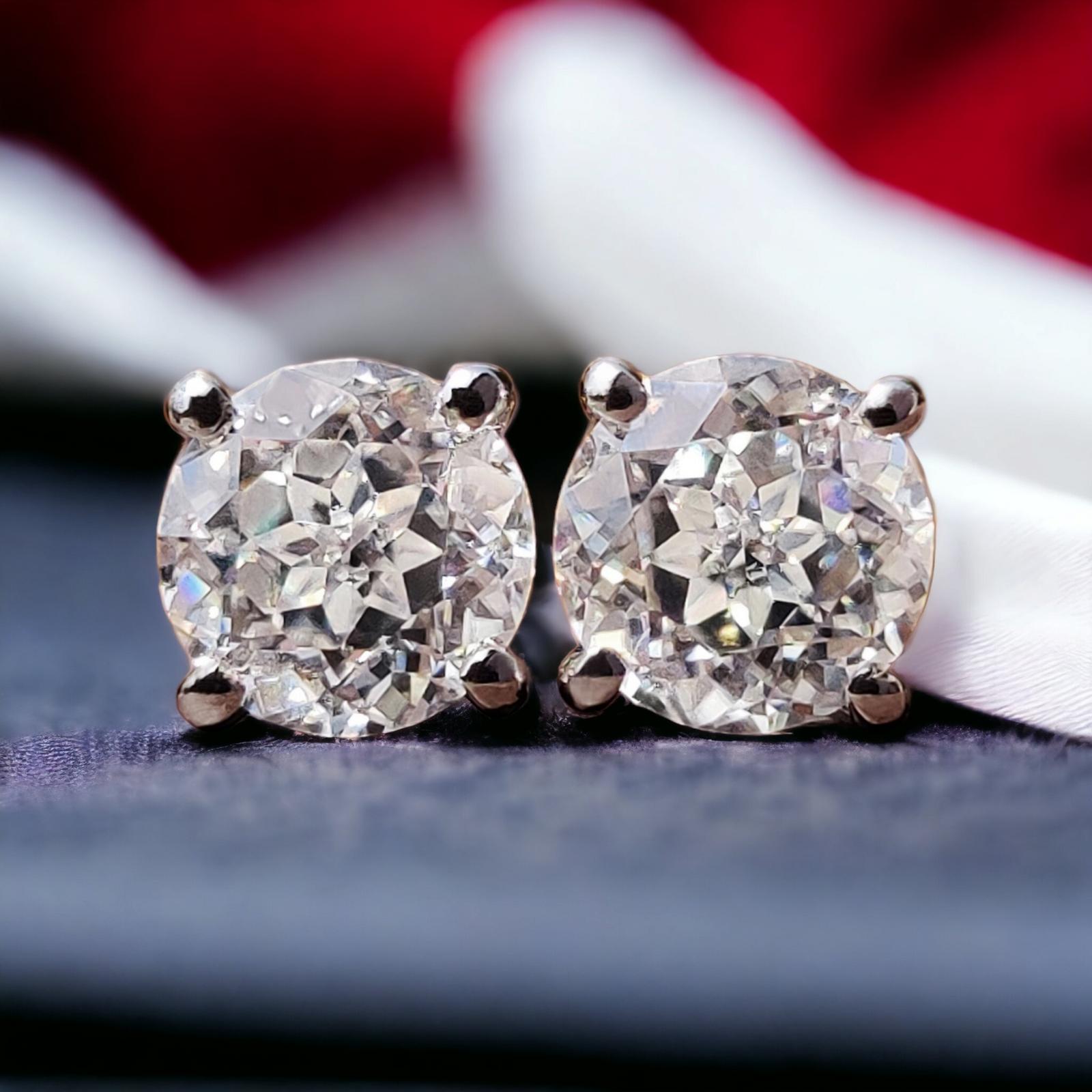PhotoRoom-20231007_081242 Round Crushed Ice Cut Moissanite Stud Earrings - Elegant Push Back Earrings for Daily Wear - Perfect Gift for Her - Image 1
