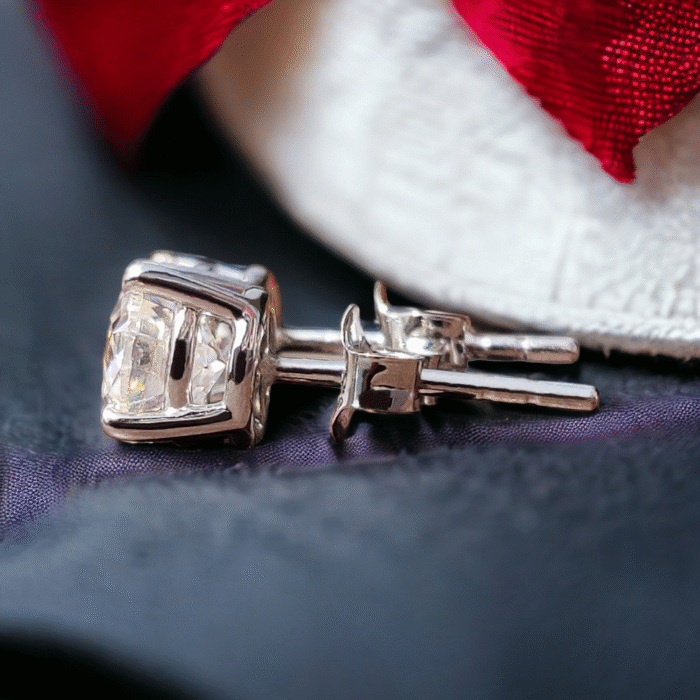 Round Crushed Ice Cut Moissanite Stud Earrings - Elegant Push Back Earrings for Daily Wear - Perfect Gift for Her - Image 4